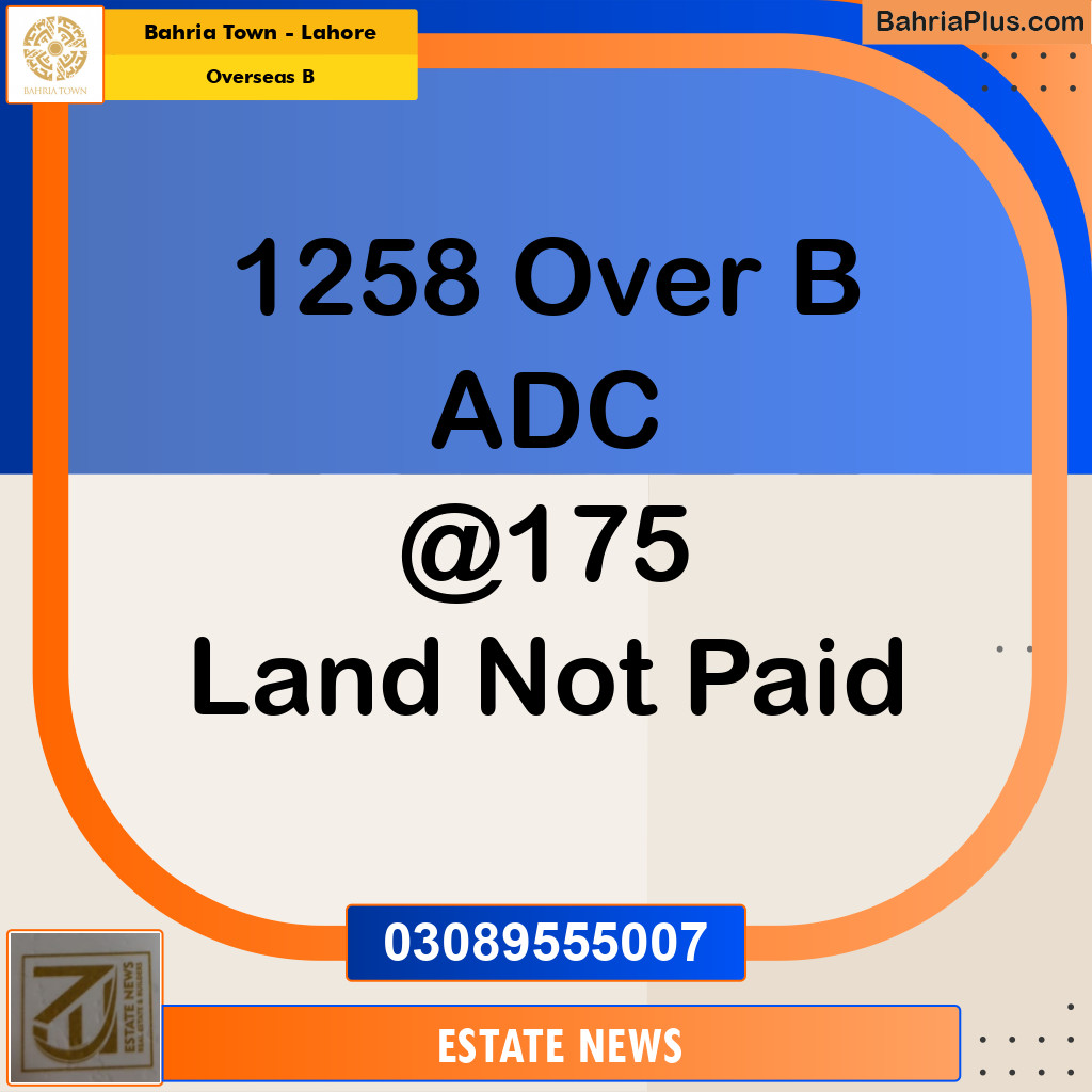 Residential Plot for Sale in Overseas B -  Bahria Town, Lahore - (BP-310661)