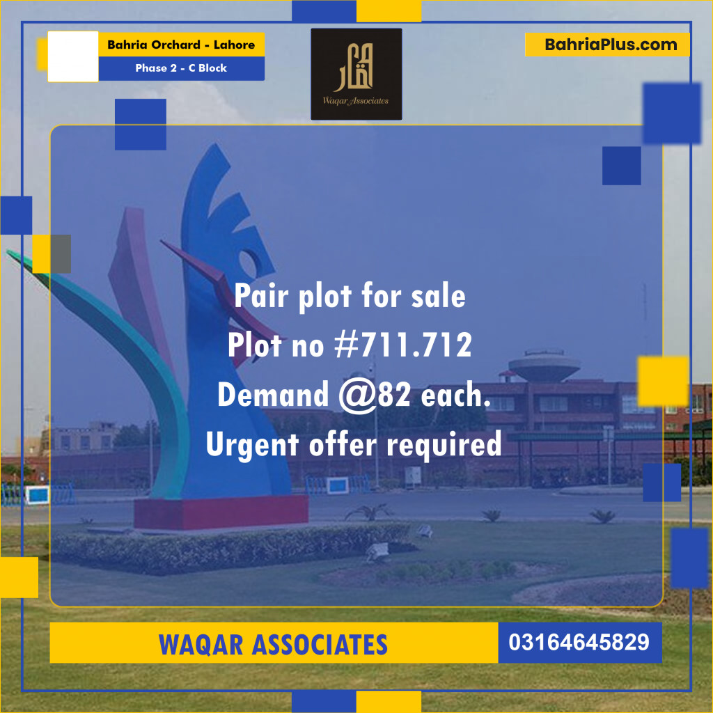 8 Marla Residential Plot for Sale in Phase 2 - C Block -  Bahria Orchard, Lahore - (BP-310689)