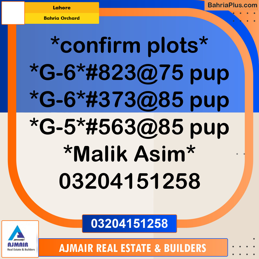 Residential Plot for Sale in Bahria Orchard, Lahore - (BP-310726)