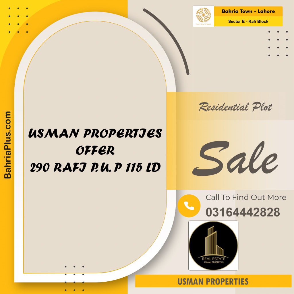 5 Marla Residential Plot for Sale in Sector E - Rafi Block -  Bahria Town, Lahore - (BP-310727)