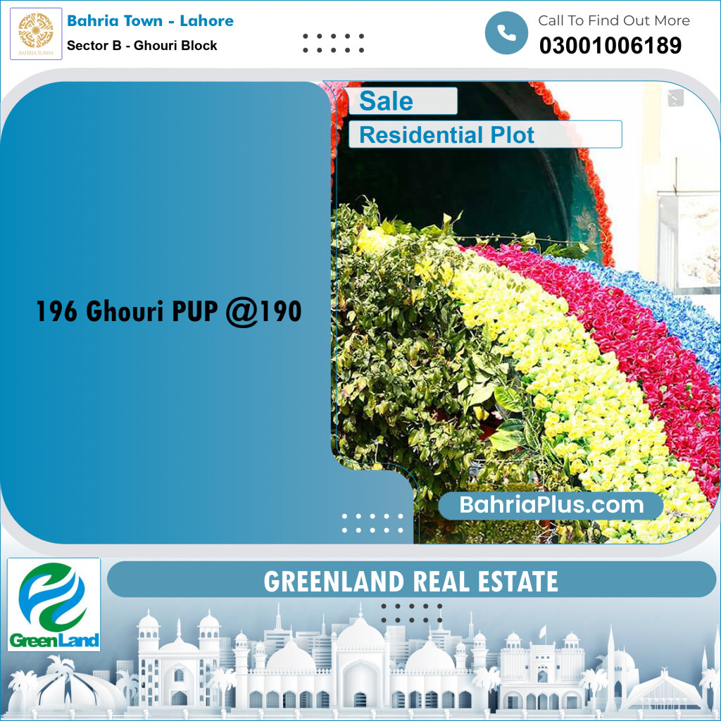 10 Marla Residential Plot for Sale in Sector B - Ghouri Block -  Bahria Town, Lahore - (BP-310765)