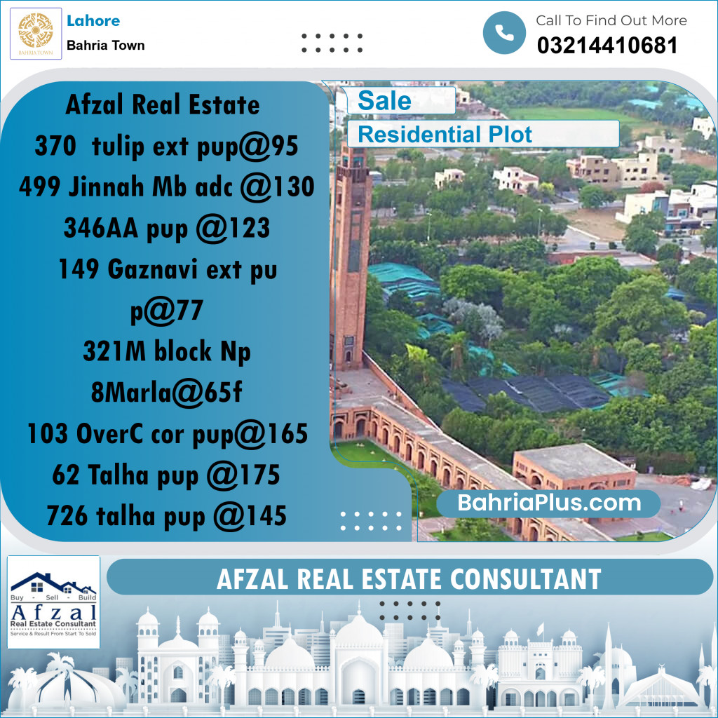 Residential Plot for Sale in Bahria Town, Lahore - (BP-310776)
