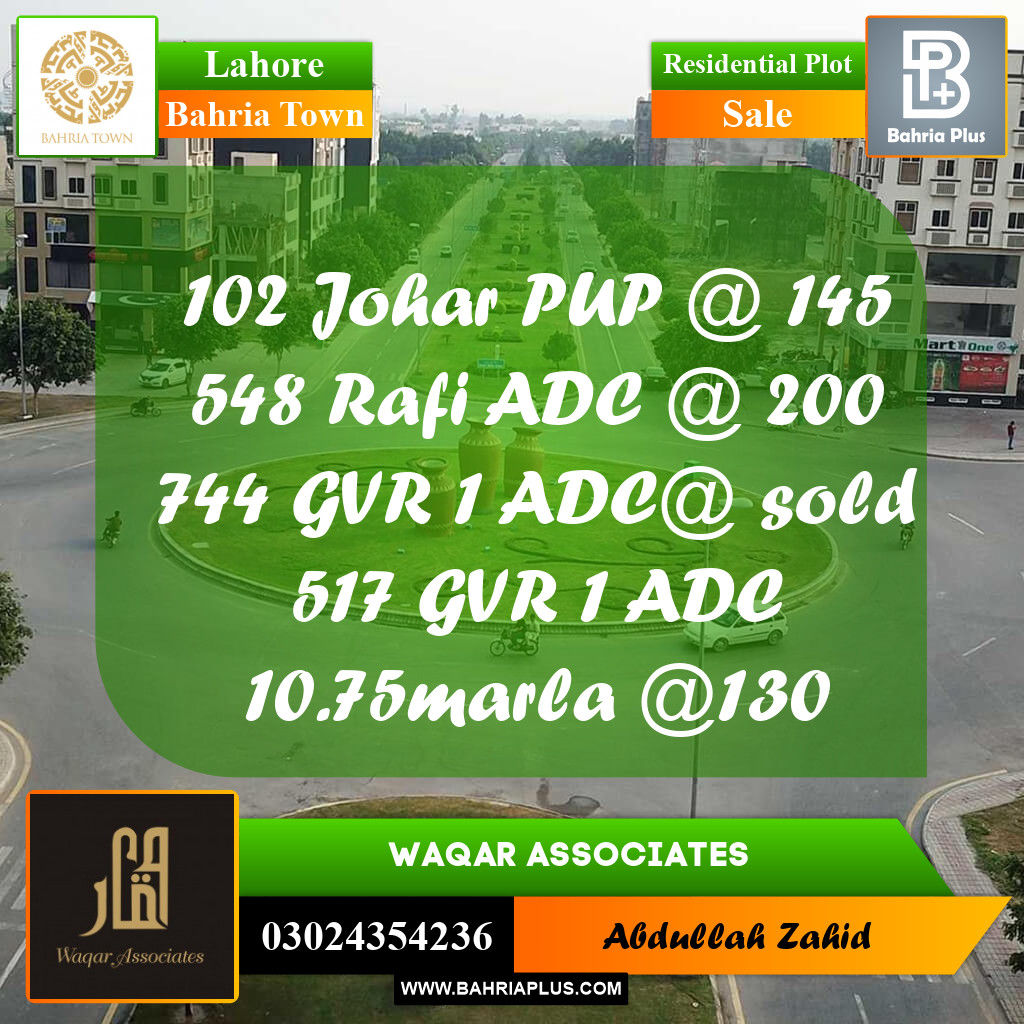 Residential Plot for Sale in Bahria Town, Lahore - (BP-310796)