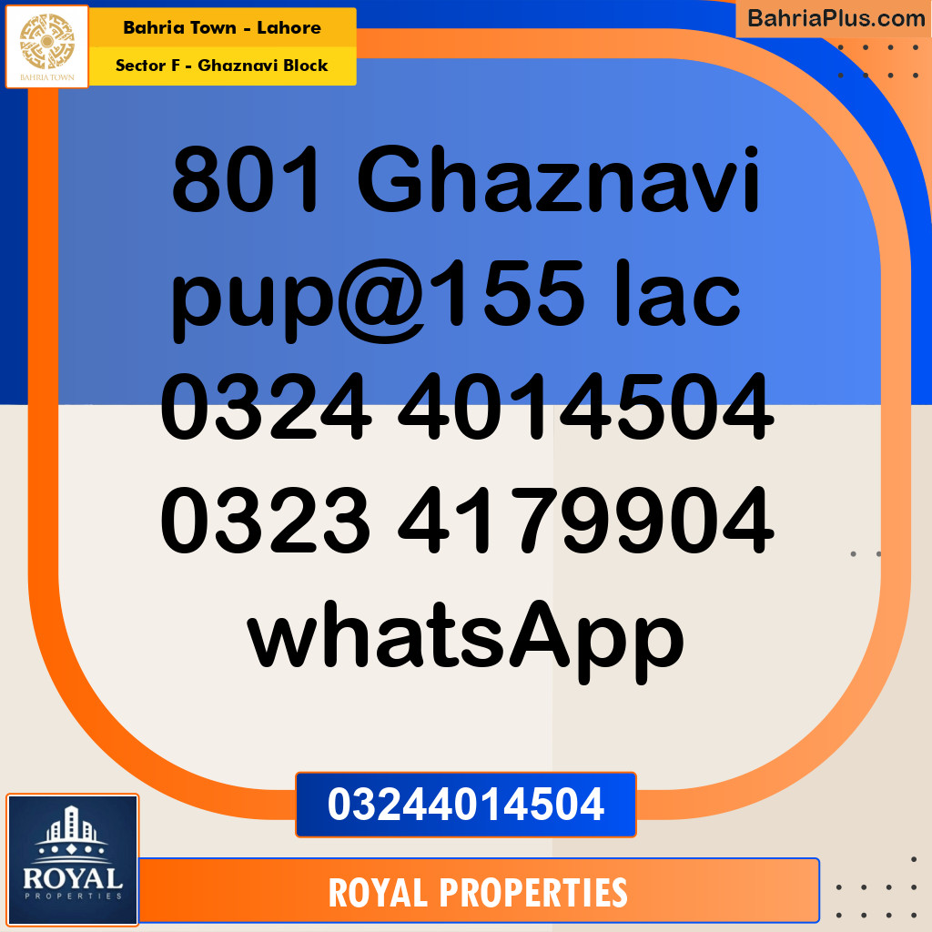 Residential Plot for Sale in Sector F - Ghaznavi Block -  Bahria Town, Lahore - (BP-310806)