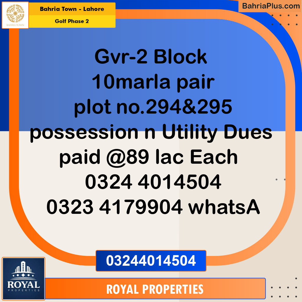 Residential Plot for Sale in Golf Phase 2 -  Bahria Town, Lahore - (BP-310810)