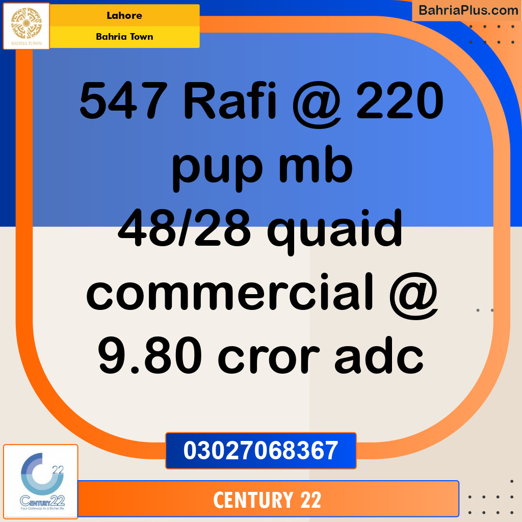 Commercial Plot for Sale in Bahria Town, Lahore - (BP-310831)