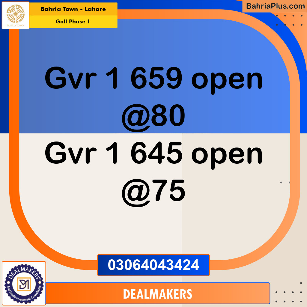 5 Marla Residential Plot for Sale in Golf Phase 1 -  Bahria Town, Lahore - (BP-310837)