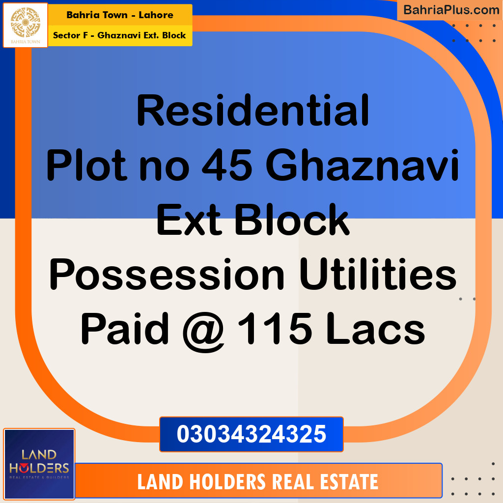 10 Marla Residential Plot for Sale in Sector F - Ghaznavi Ext. Block -  Bahria Town, Lahore - (BP-310872)