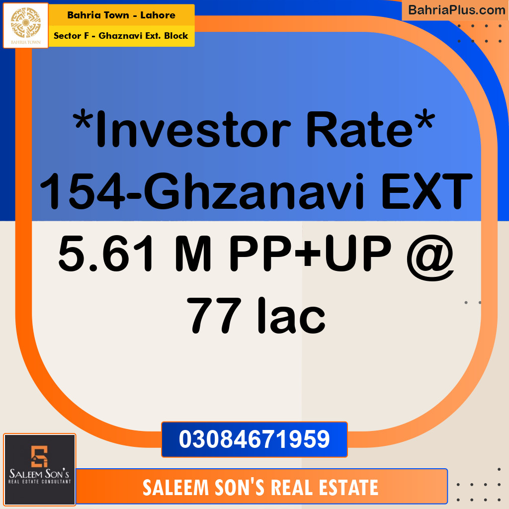 5 Marla Residential Plot for Sale in Sector F - Ghaznavi Ext. Block -  Bahria Town, Lahore - (BP-310909)