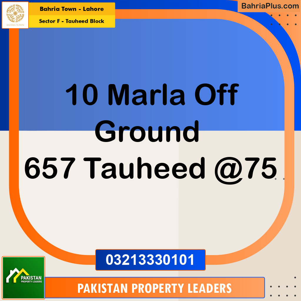10 Marla Residential Plot for Sale in Sector F - Tauheed Block -  Bahria Town, Lahore - (BP-310963)