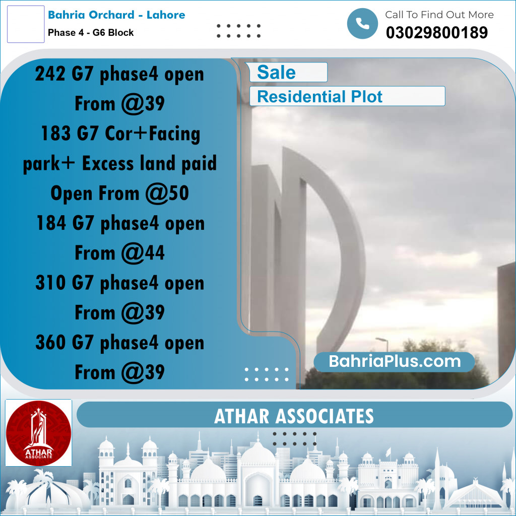 5 Marla Residential Plot for Sale in Phase 4 - G6 Block -  Bahria Orchard, Lahore - (BP-310985)