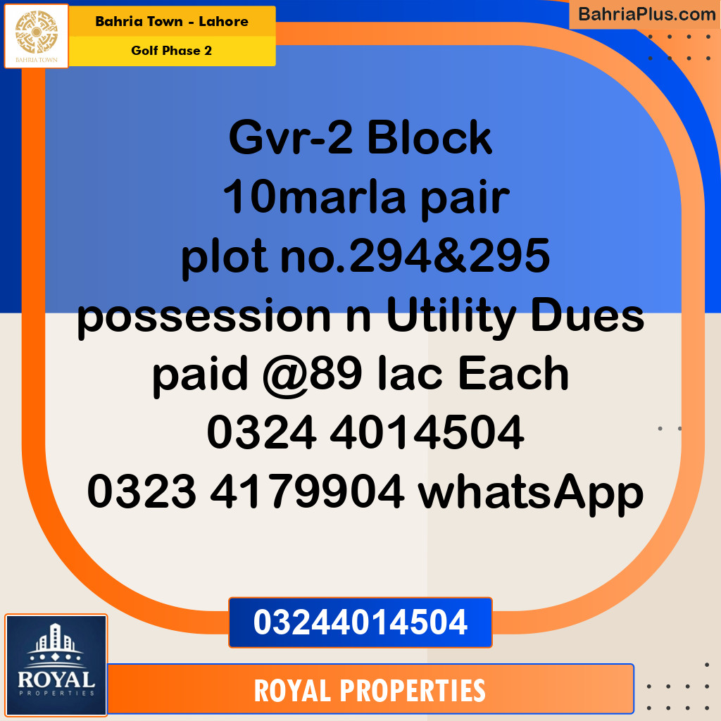 Residential Plot for Sale in Golf Phase 2 -  Bahria Town, Lahore - (BP-311045)