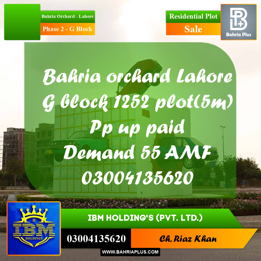 5 Marla Residential Plot for Sale in Phase 2 - G Block -  Bahria Orchard, Lahore - (BP-311099)