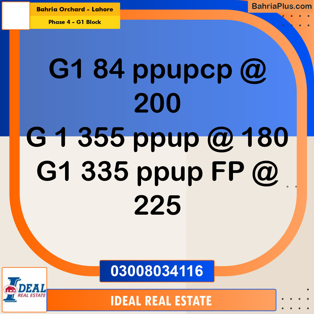 20 Marla Residential Plot for Sale in Phase 4 - G1 Block -  Bahria Orchard, Lahore - (BP-311134)