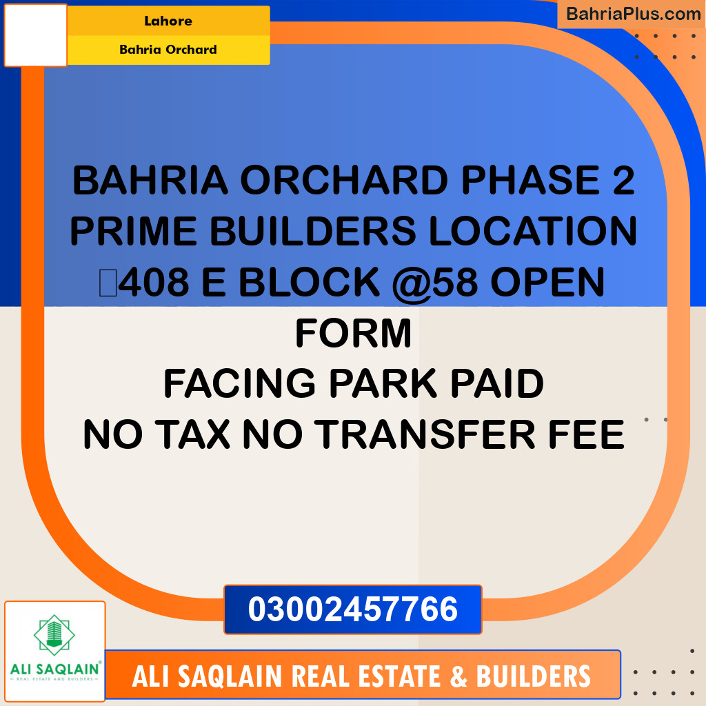 Residential Plot for Sale in Bahria Orchard, Lahore - (BP-311167)