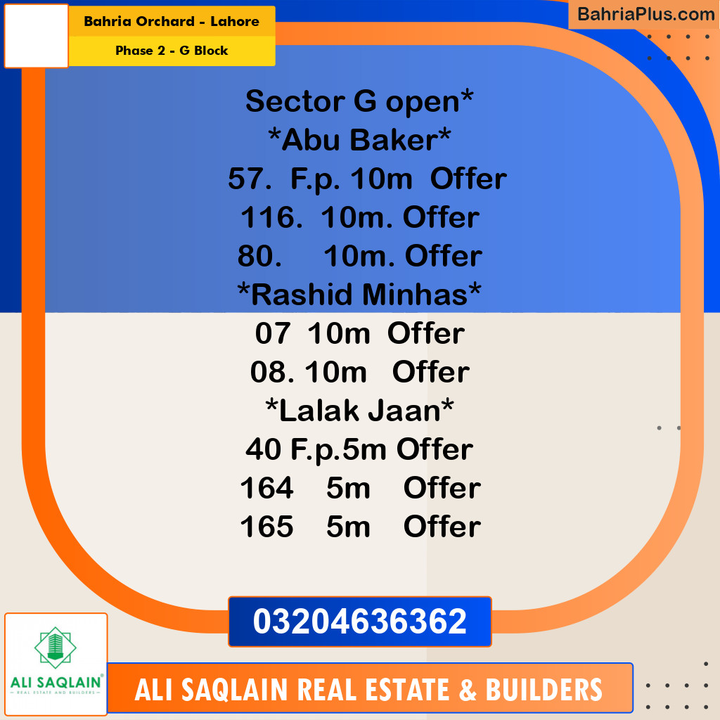 5 Marla Residential Plot for Sale in Phase 2 - G Block -  Bahria Orchard, Lahore - (BP-311184)