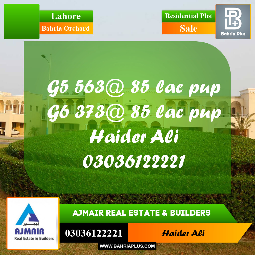 Residential Plot for Sale in Bahria Orchard, Lahore - (BP-311259)