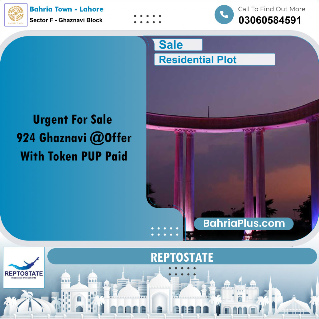 10 Marla Residential Plot for Sale in Sector F - Ghaznavi Block -  Bahria Town, Lahore - (BP-311283)