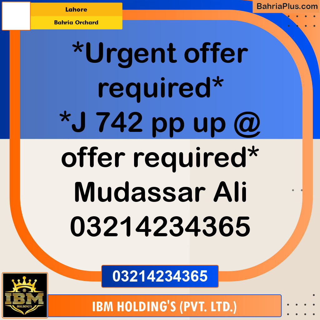 Residential Plot for Sale in Bahria Orchard, Lahore - (BP-311313)