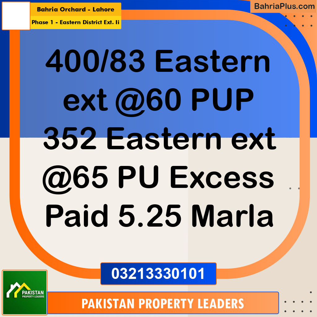 5 Marla Residential Plot for Sale in Phase 1 - Eastern District Ext. II -  Bahria Orchard, Lahore - (BP-311314)