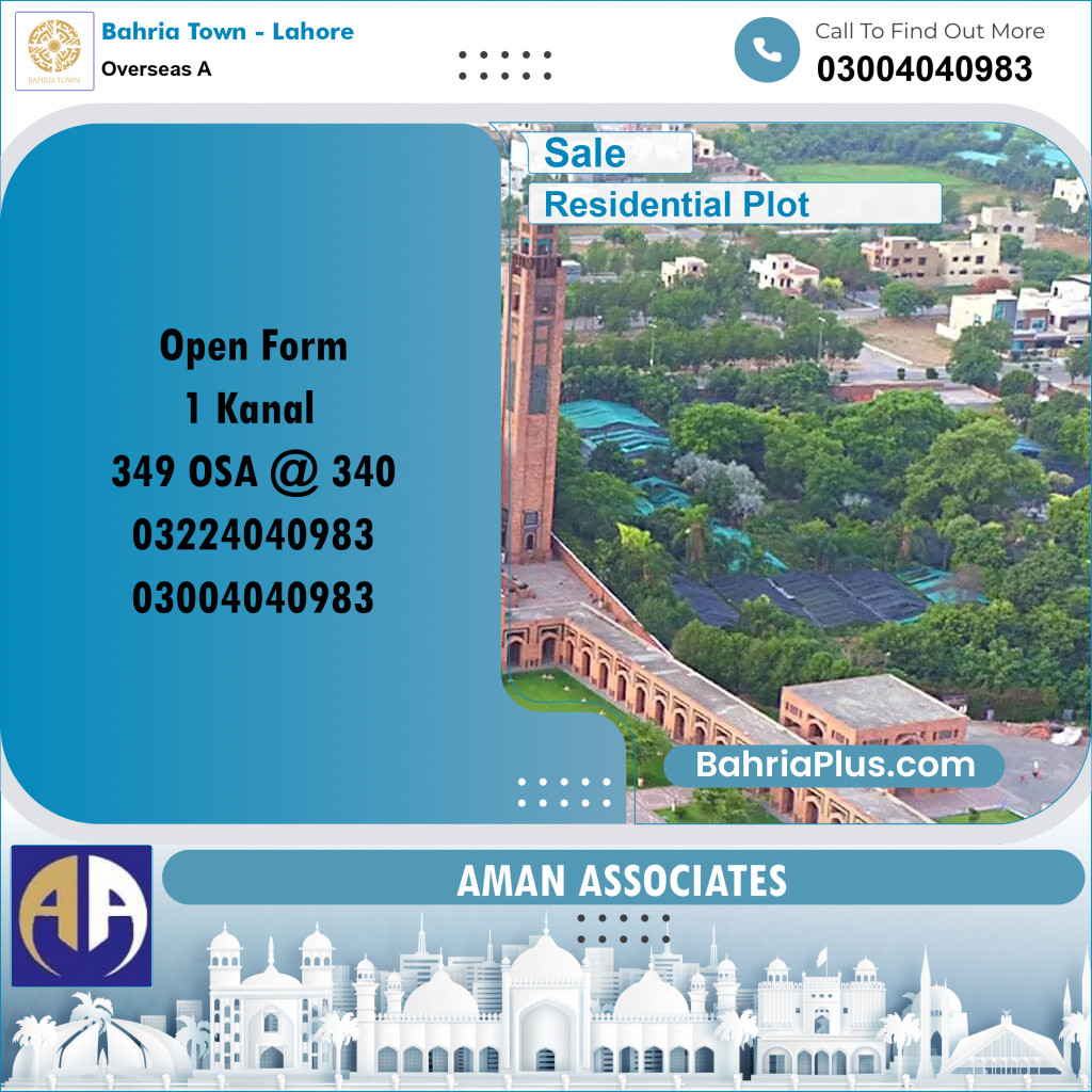 Residential Plot for Sale in Overseas A -  Bahria Town, Lahore - (BP-311379)