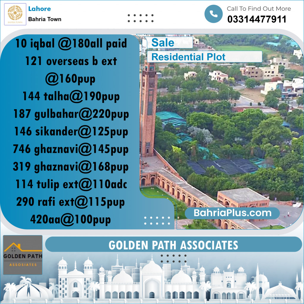 Residential Plot for Sale in Bahria Town, Lahore - (BP-311413)
