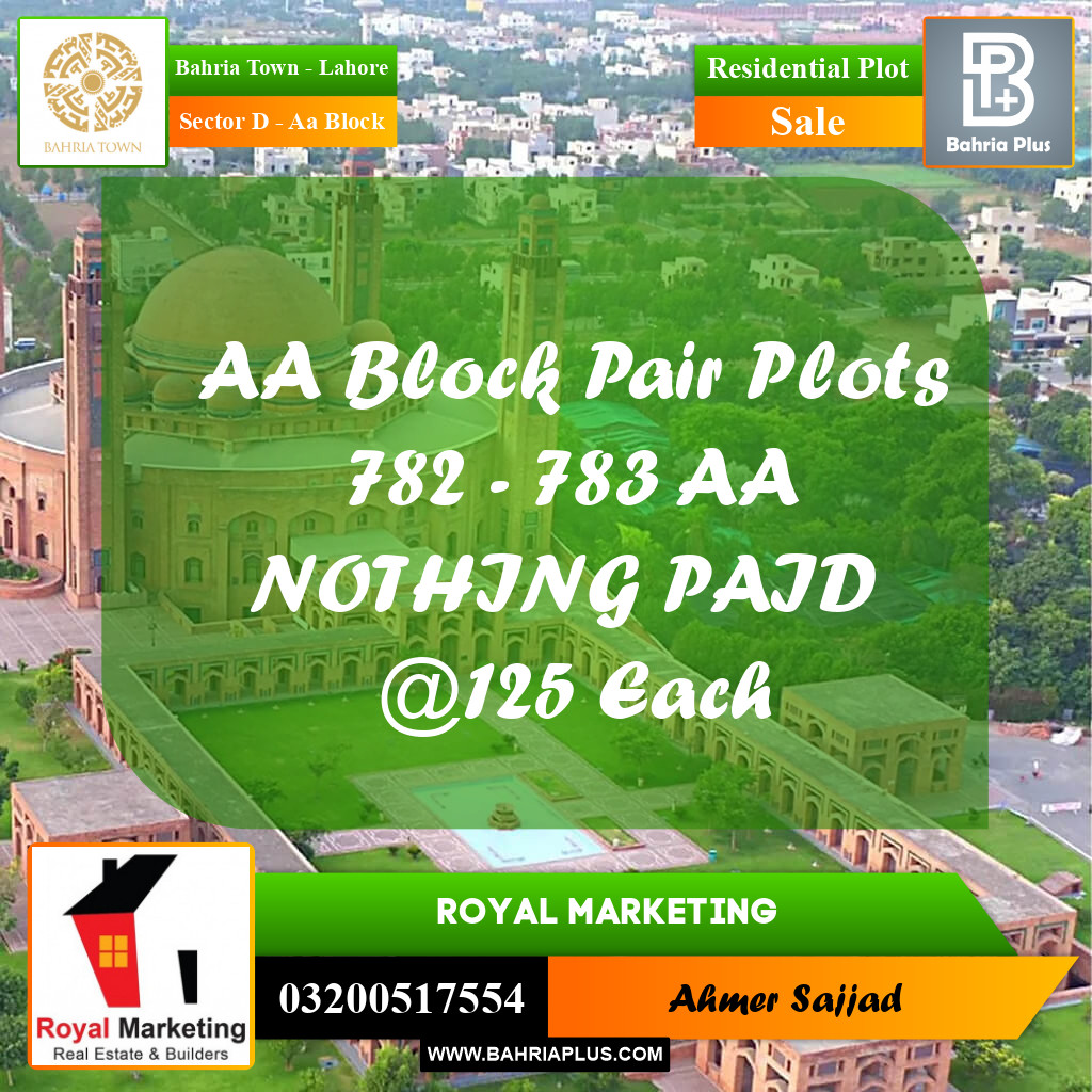 5 Marla Residential Plot for Sale in Sector D - AA Block -  Bahria Town, Lahore - (BP-311427)