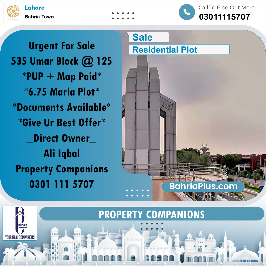Residential Plot for Sale in Bahria Town, Lahore - (BP-311446)
