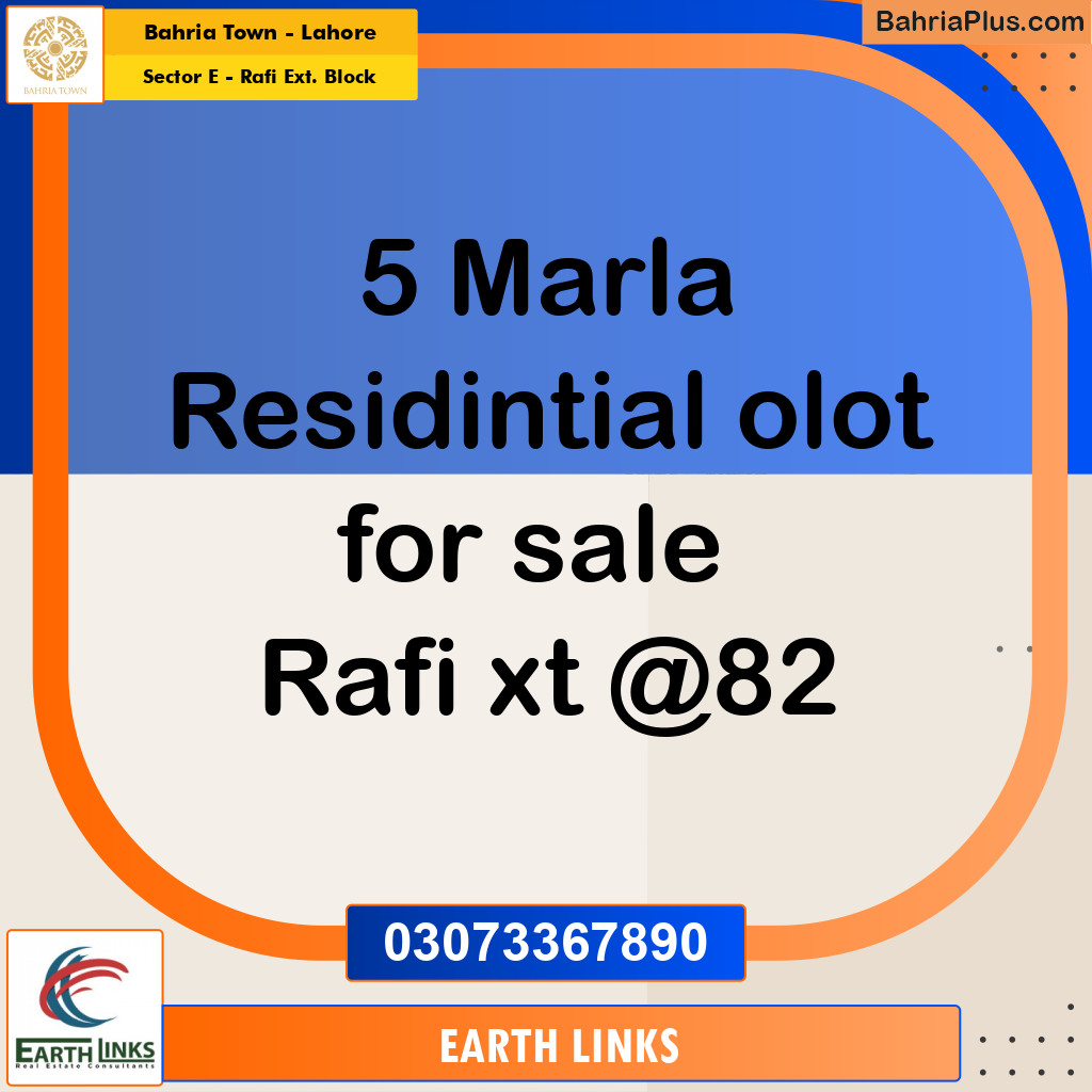 5 Marla Residential Plot for Sale in Sector E - Rafi Ext. Block -  Bahria Town, Lahore - (BP-311456)