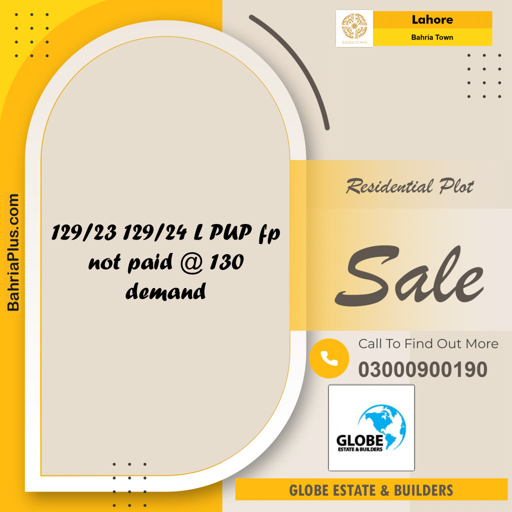 Residential Plot for Sale in Bahria Town, Lahore - (BP-311490)