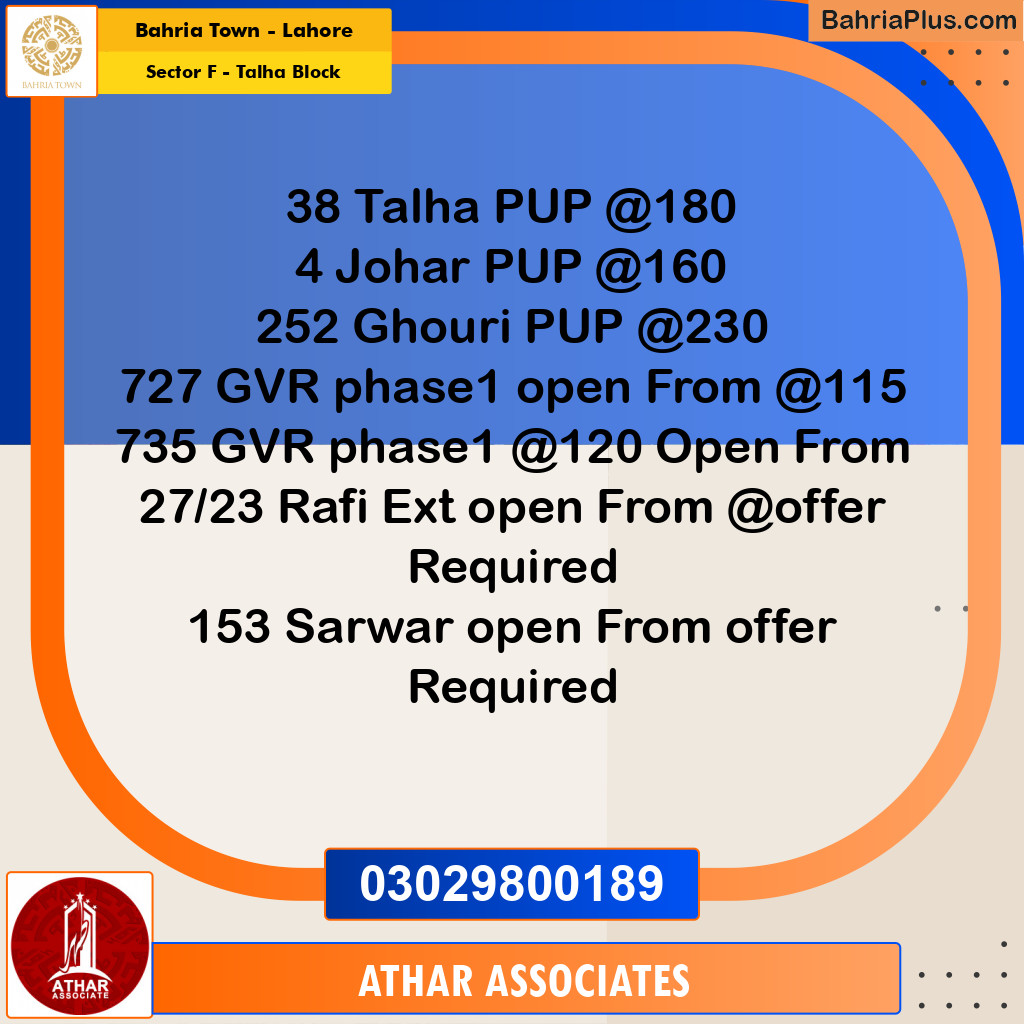 10 Marla Residential Plot for Sale in Sector F - Talha Block -  Bahria Town, Lahore - (BP-311500)