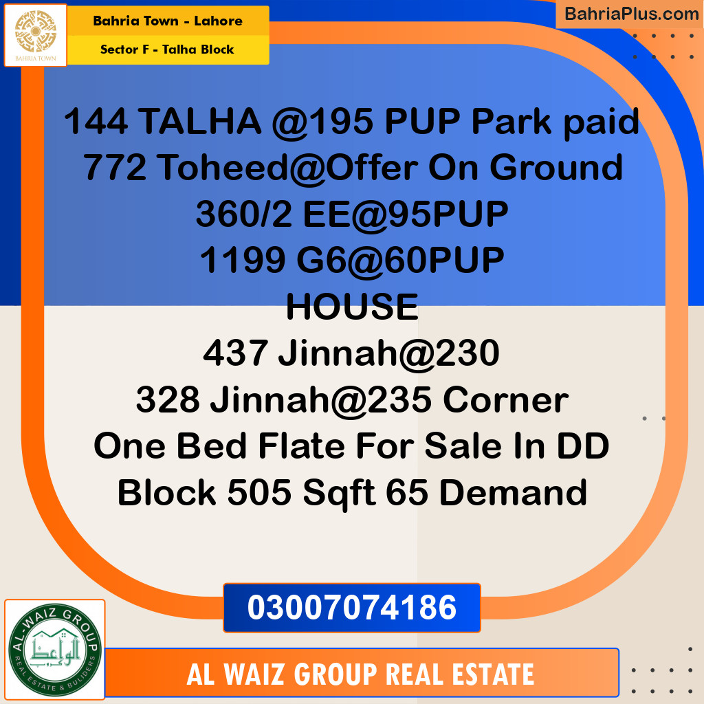 10 Marla Residential Plot for Sale in Sector F - Talha Block -  Bahria Town, Lahore - (BP-311572)