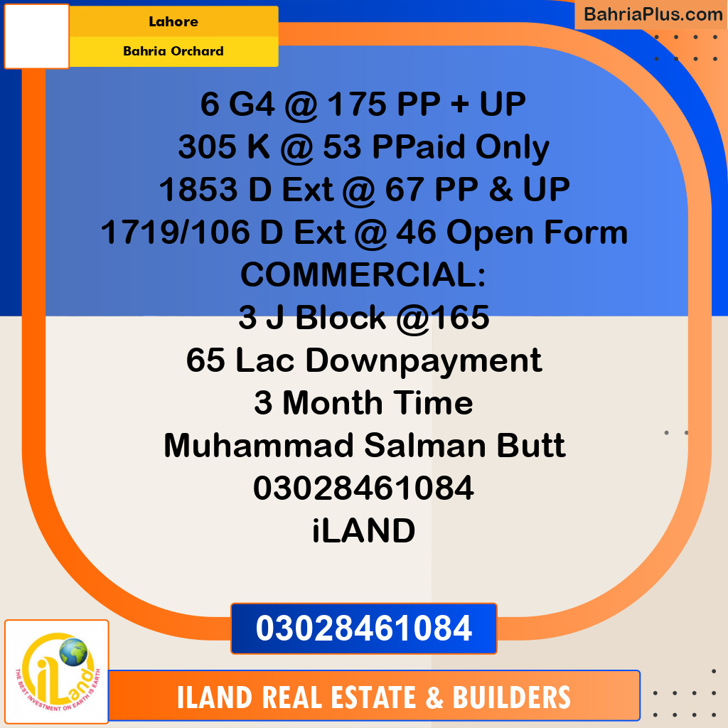 Residential Plot for Sale in Bahria Orchard, Lahore - (BP-311586)