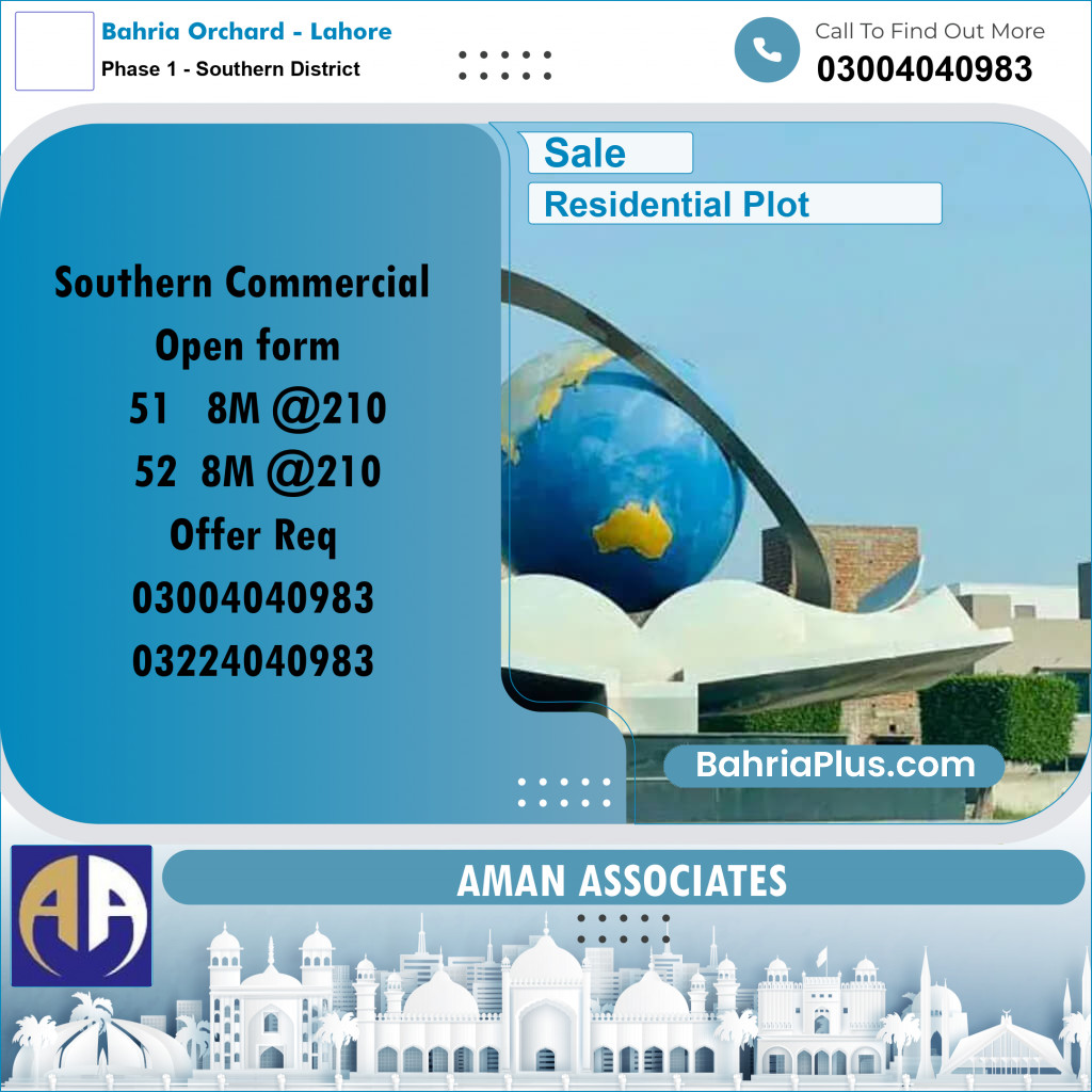 Residential Plot for Sale in Phase 1 - Southern District -  Bahria Orchard, Lahore - (BP-311605)