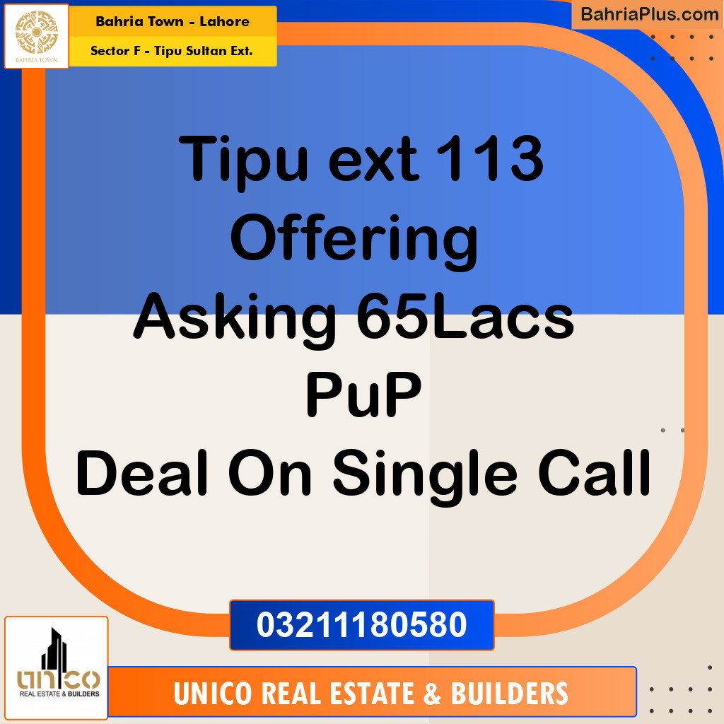 5 Marla Residential Plot for Sale in Sector F - Tipu Sultan Ext. -  Bahria Town, Lahore - (BP-311618)