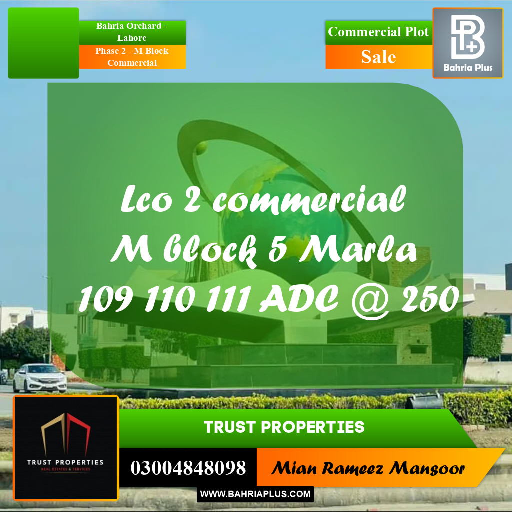 5 Marla Commercial Plot for Sale in Phase 2 - M Block Commercial -  Bahria Orchard, Lahore - (BP-311628)