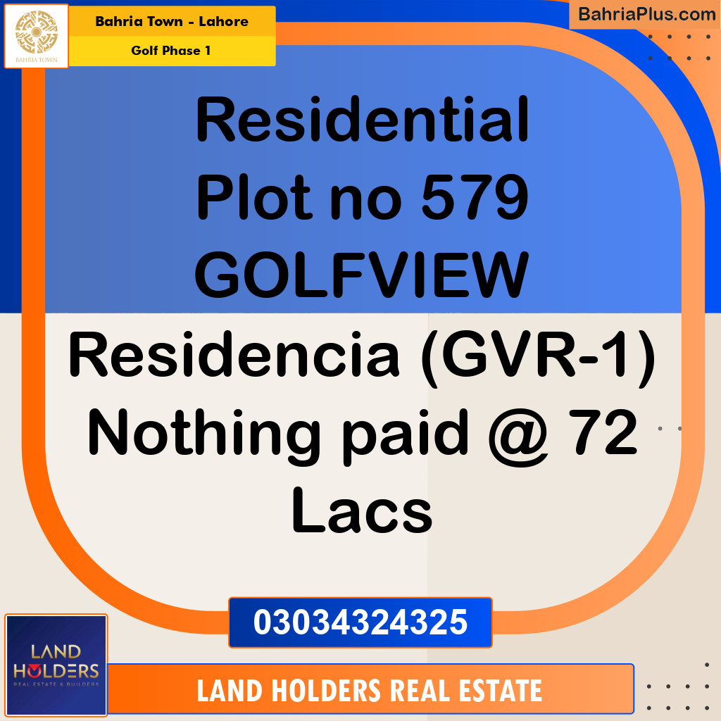 5 Marla Residential Plot for Sale in Golf Phase 1 -  Bahria Town, Lahore - (BP-311643)