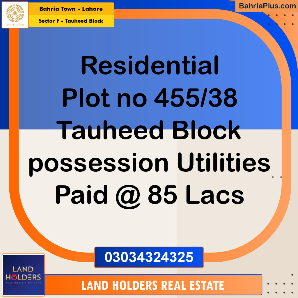 5 Marla Residential Plot for Sale in Sector F - Tauheed Block -  Bahria Town, Lahore - (BP-311644)