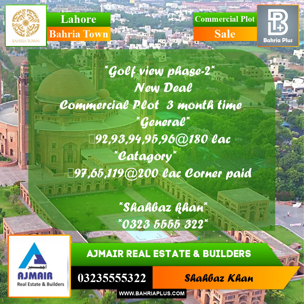 5 Marla Commercial Plot for Sale in Bahria Town, Lahore - (BP-311653)