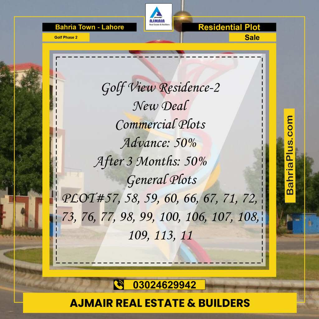 5 Marla Residential Plot for Sale in Golf Phase 2 -  Bahria Town, Lahore - (BP-311670)