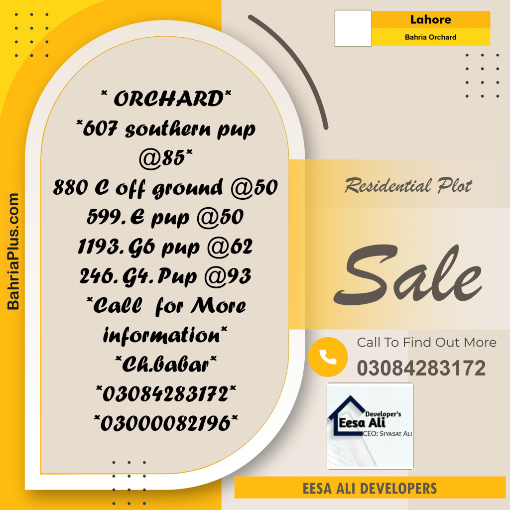 Residential Plot for Sale in Bahria Orchard, Lahore - (BP-311709)