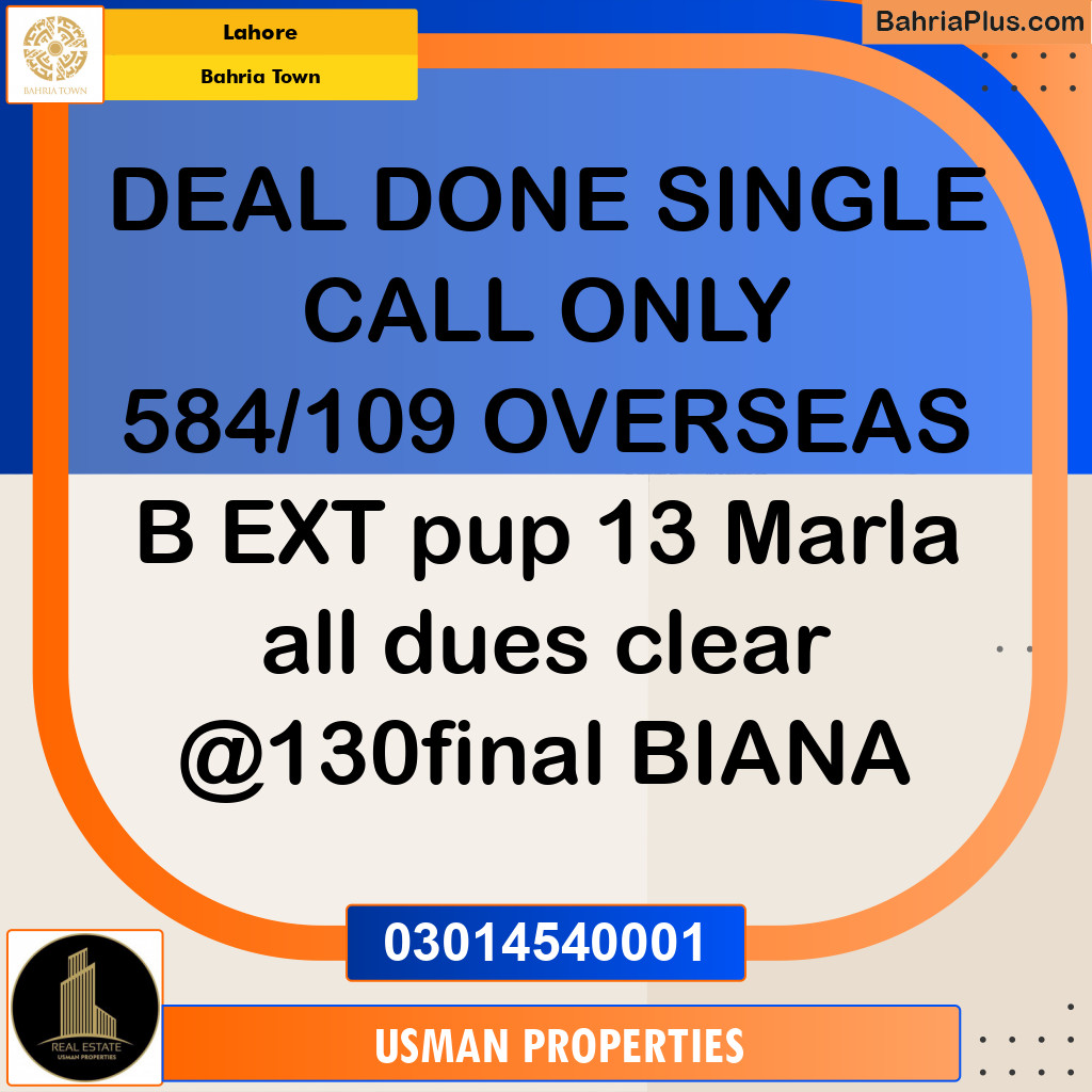 Residential Plot for Sale in Bahria Town, Lahore - (BP-311711)