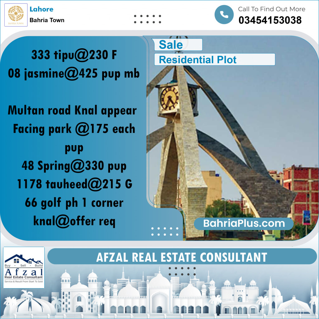 Residential Plot for Sale in Bahria Town, Lahore - (BP-311770)