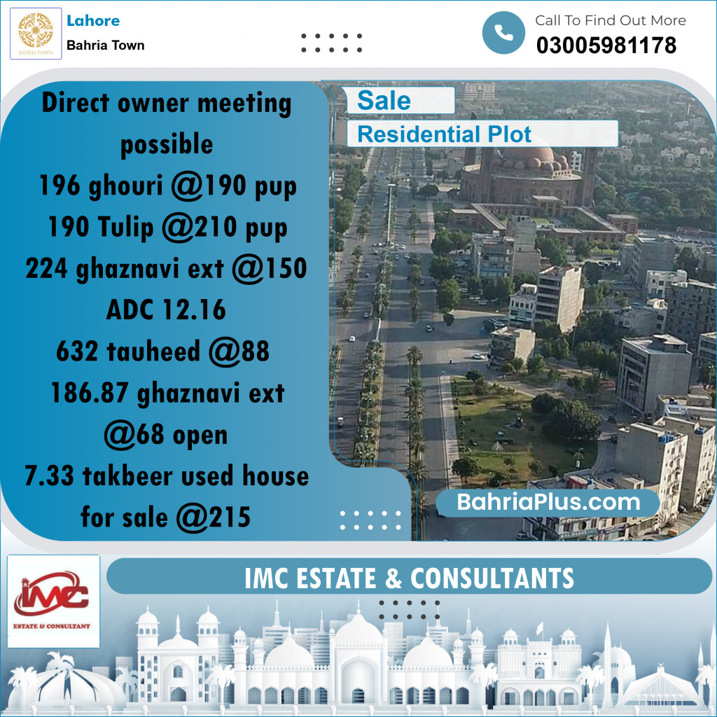Residential Plot for Sale in Bahria Town, Lahore - (BP-311775)
