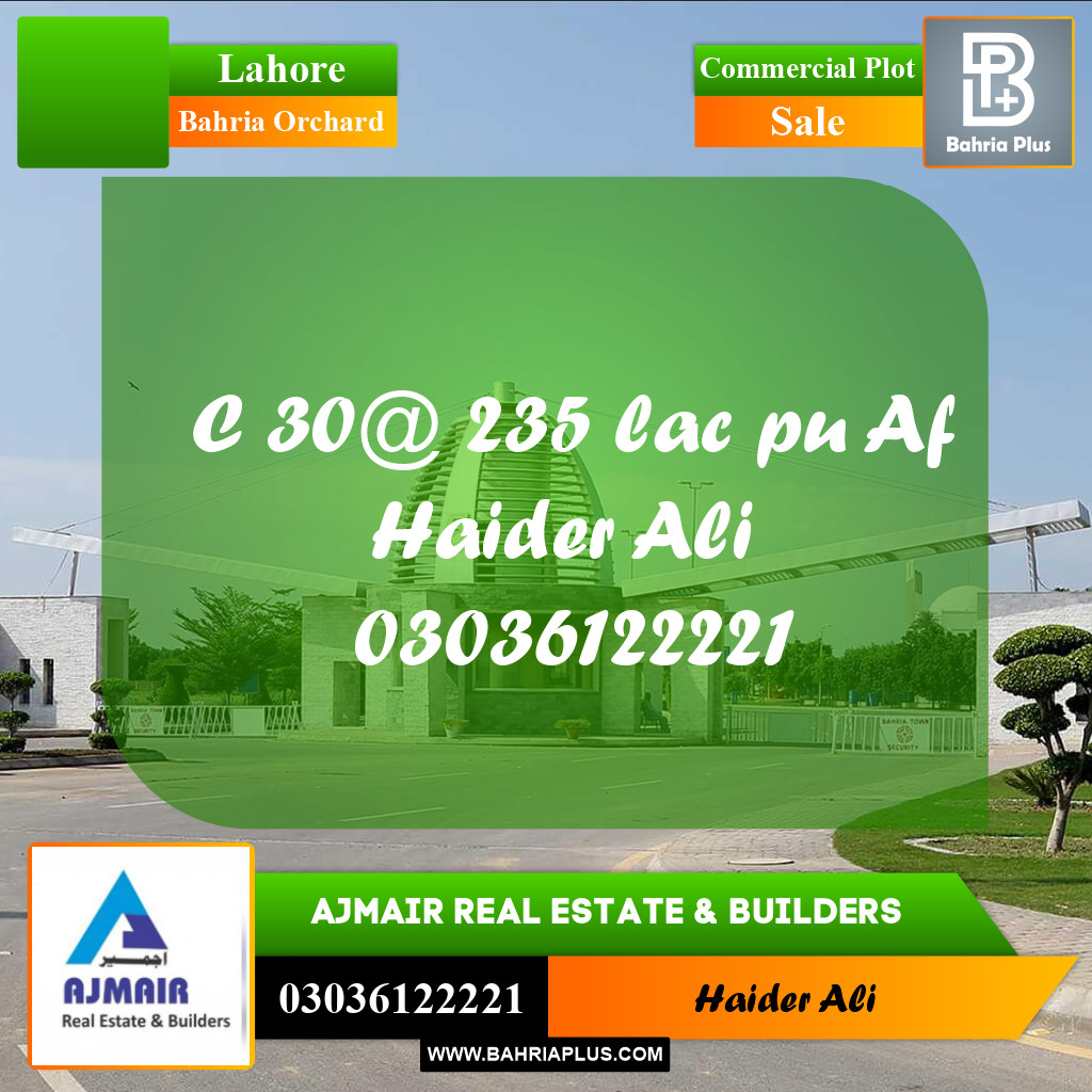 Commercial Plot for Sale in Bahria Orchard, Lahore - (BP-311801)