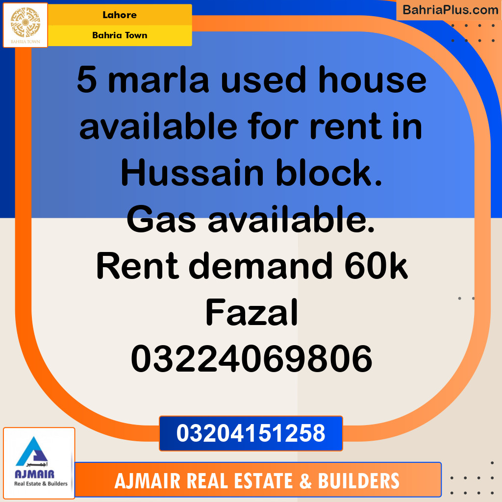 Residential House for Rent in Bahria Town, Lahore - (BP-311805)