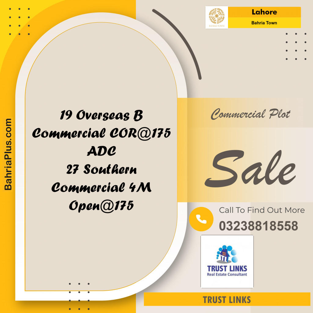 Commercial Plot for Sale in Bahria Town, Lahore - (BP-311819)