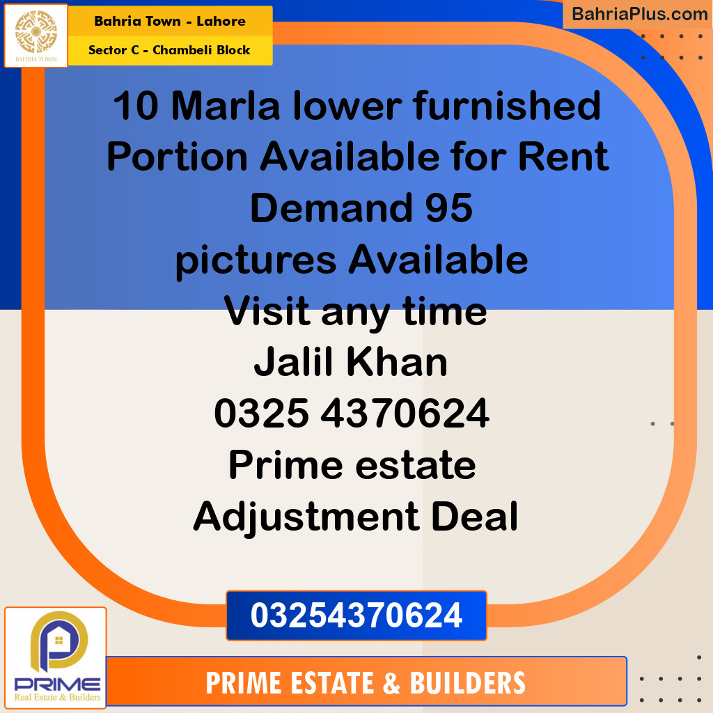 10 Marla Residential House for Rent in Sector C - Chambeli Block -  Bahria Town, Lahore - (BP-311852)
