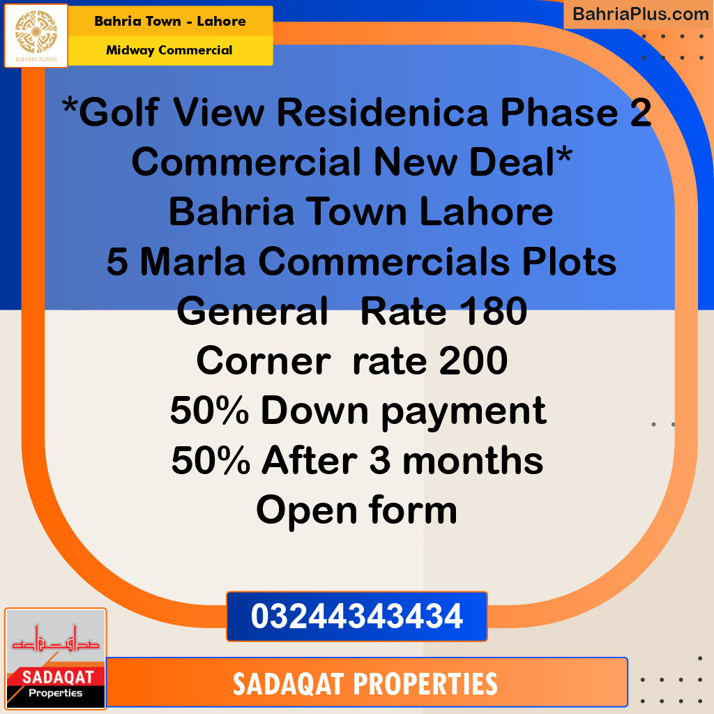 5 Marla Commercial Plot for Sale in Midway Commercial -  Bahria Town, Lahore - (BP-311922)