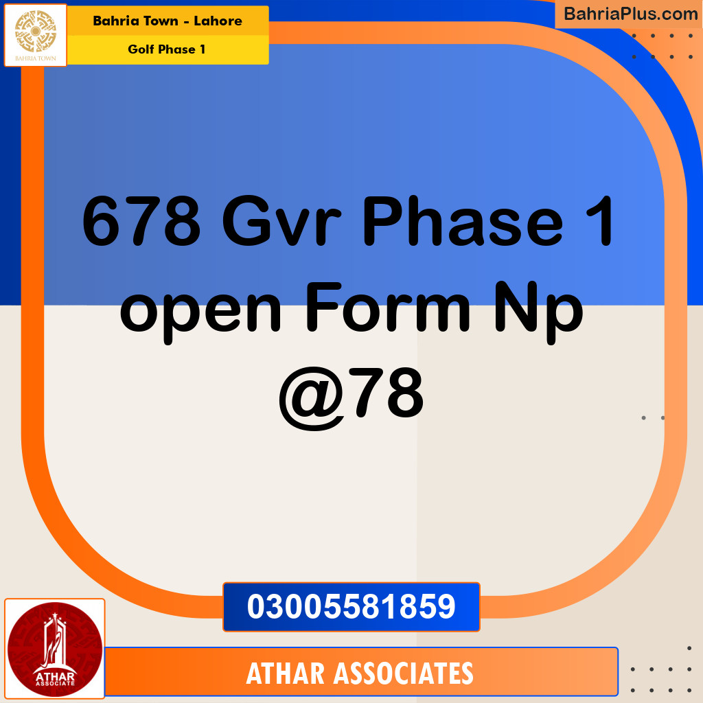 5 Marla Residential Plot for Sale in Golf Phase 1 -  Bahria Town, Lahore - (BP-311943)